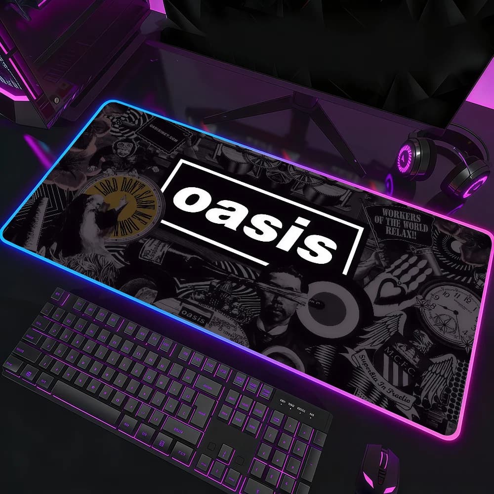 Tappetino per mouse Band O-Oasis, impermeabile, con luce LED RGB, tastiera da gioco colorata, copertura antiscivolo, superficie per tappetino da scrivania