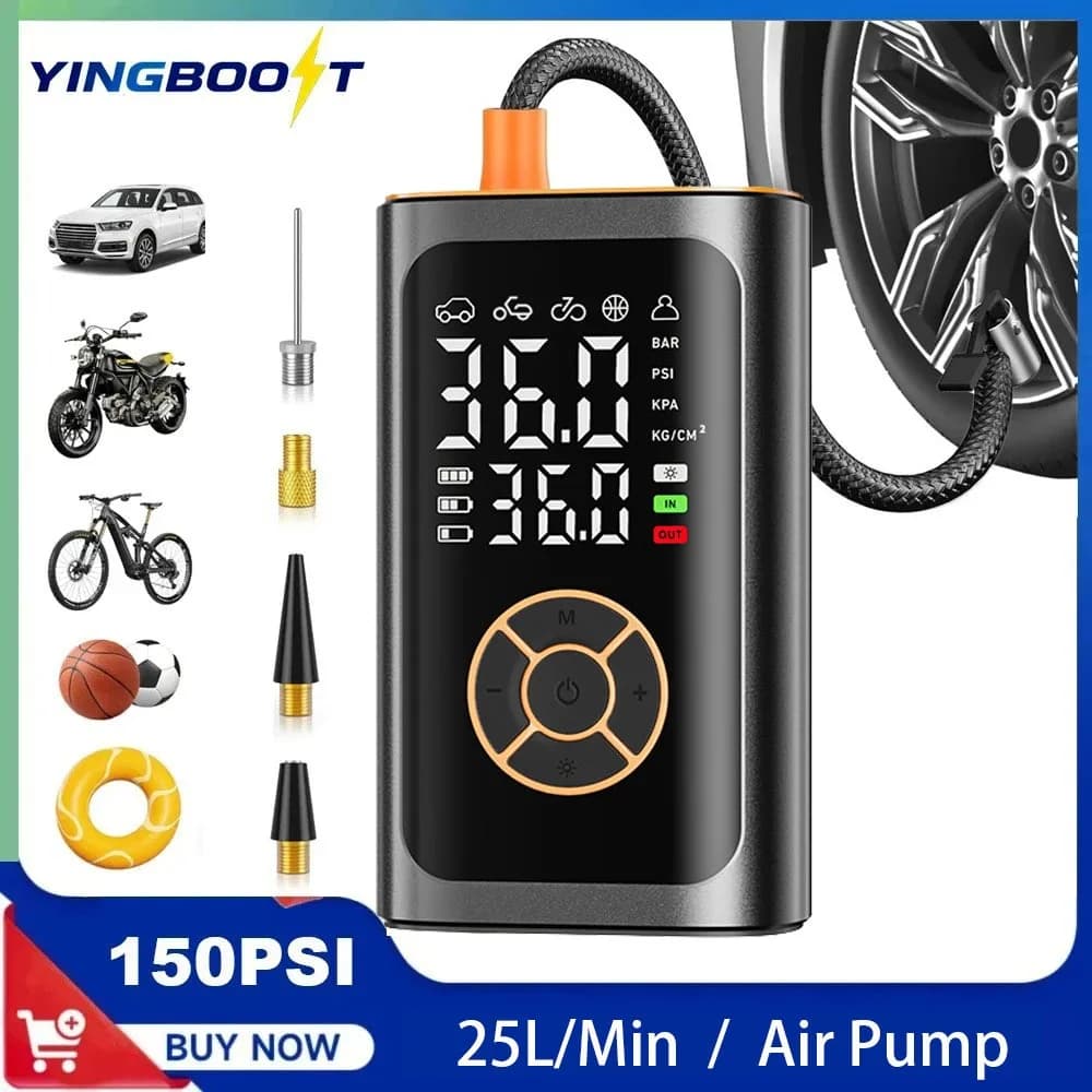 YINGBOOST 150PSI Pompa di Aria per Auto Gonfiatore per Pneumatici Digitale Pressione dei Pneumatici Pompa per Pneumatici Compressore d'Aria Accumulatori E Caricabatterie di Potere con Cavo di Alimentazione DC 12V
