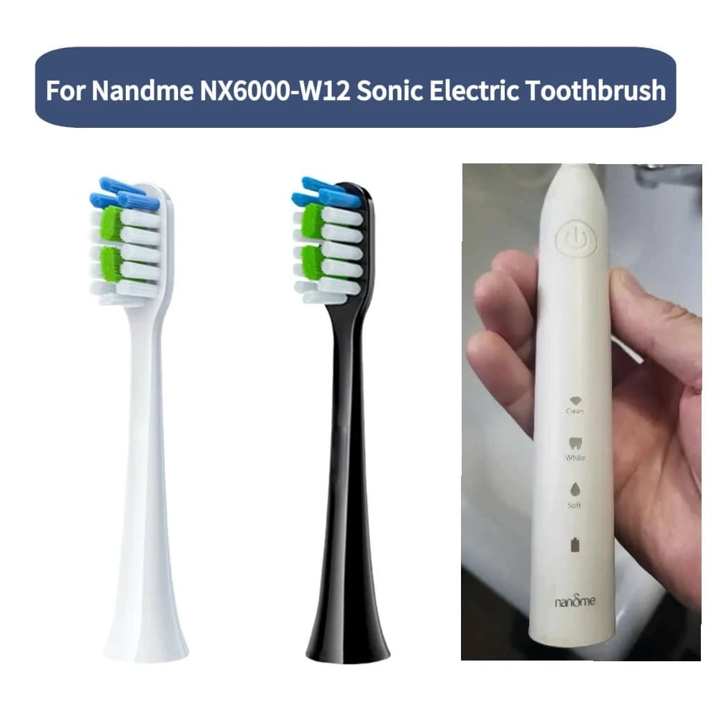 Replacement heads for sonic electric toothbrush Nandme NX6000-W12, soft bristles DuPont, 8 pieces