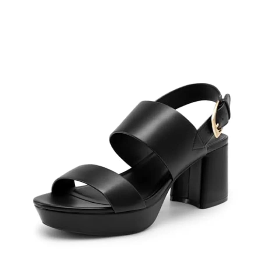 DREAM PAIRS Women's Comfort Chunky Heel Sandals Platform Block Heels with Adjustable Buckle, Stylish and Comfortable for Daily