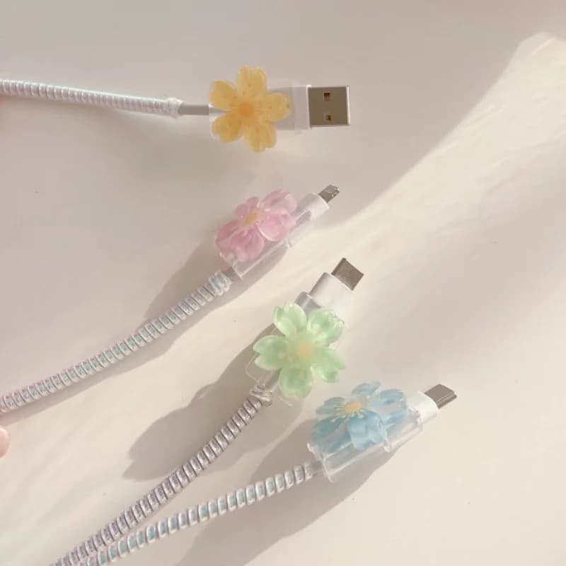 Protezione del cavo del cavo del caricatore USB a forma di fiore 1pc per la gestione del cavo dati di protezione del cavo della linea di ricarica Apple