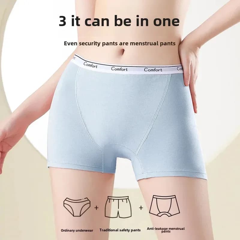 Mutande Mestruali Tre-in-Uno Plus Size in Puro Cotone per Donne, Anti-perdita, Antibatteriche e Sicure