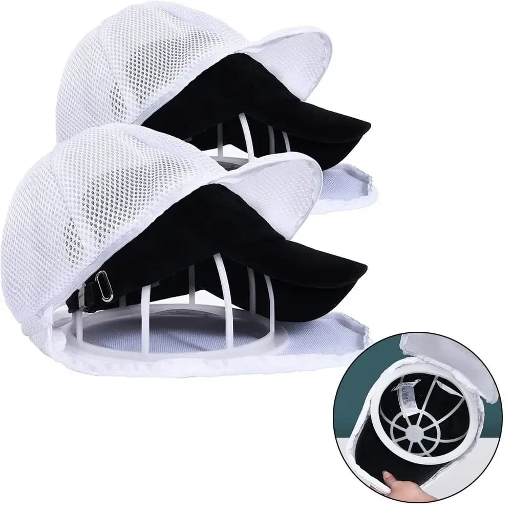 Lavanderia Protezione per il lavaggio dei cappelli in poliestere Lavatrice per cappelli da baseball Borse per il lavaggio delle lavanderia Porta cappelli per il lavaggio Borse con cerniera per organizer in rete