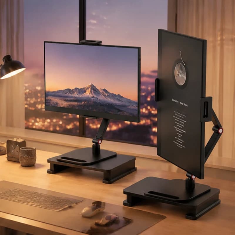 Adjustable Portable Monitor Clamp Stand, Expandable Holder for Laptop, Desktop Gaming, Vertical Screens & Phones