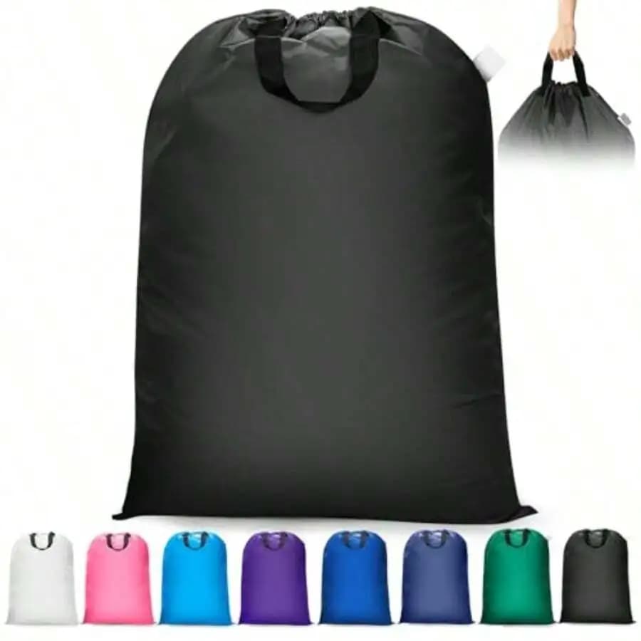 Extra Large Laundry Bag With Handles Heavy Duty Travel Laundry Bag For Dirty Clothes 28" X 40" Black