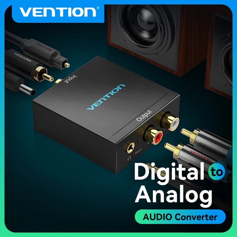 Vention Adattatore convertitore audio digitale-analogico Jack da 3,5 mm Decodificatore RCA Segnale coassiale in fibra ottica per amplificatore Ps4