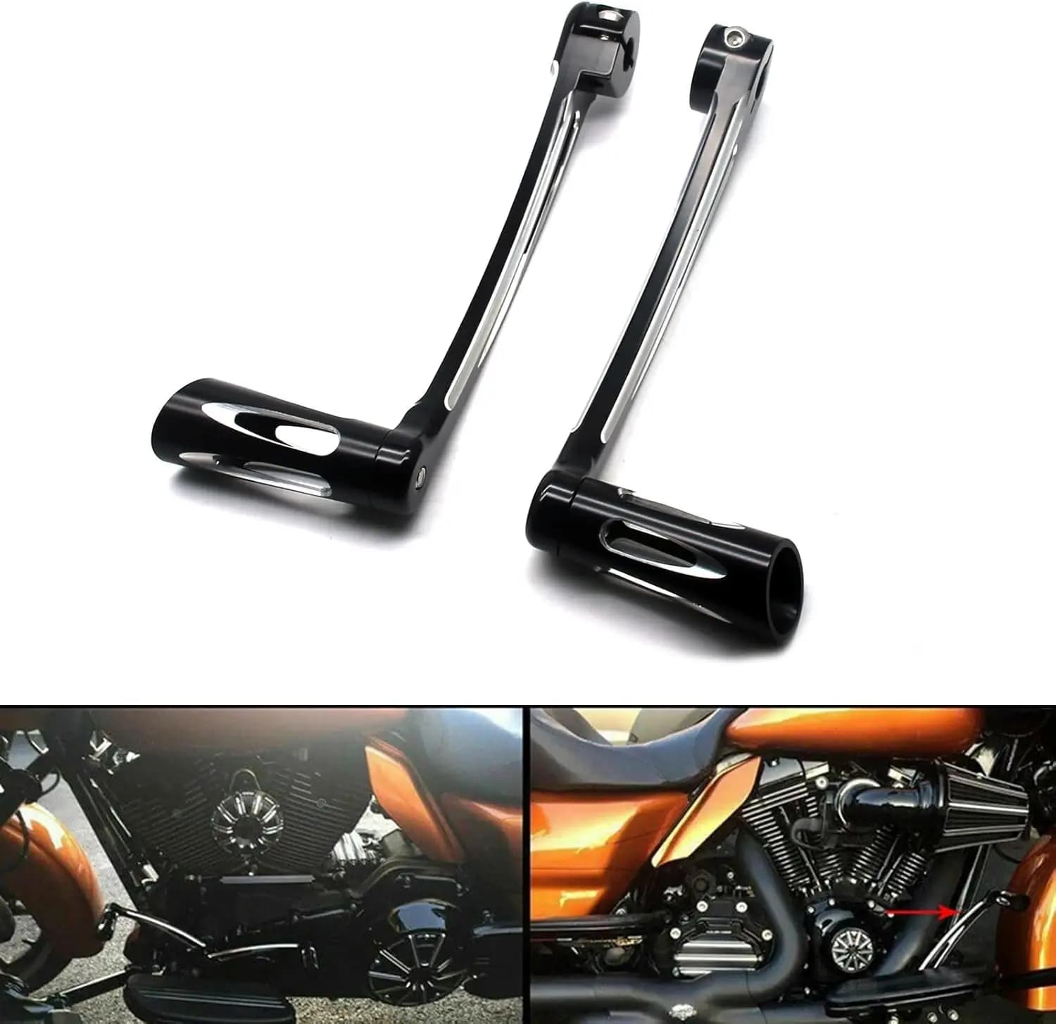 Moto Nero Leva Del Cambio Shifter Pioli Tallone Punta Poggiapiedi Per Harley Heritage Softail FLST Electra Road Tour Glide