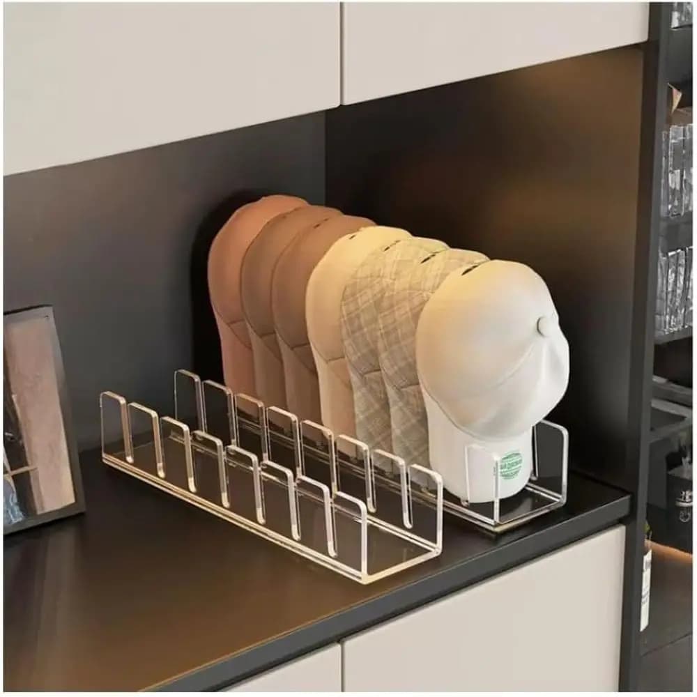 2-Pack Clear Acrylic Hat Rack - Holds 14 Baseball Caps, Space-Saving Stand for Home