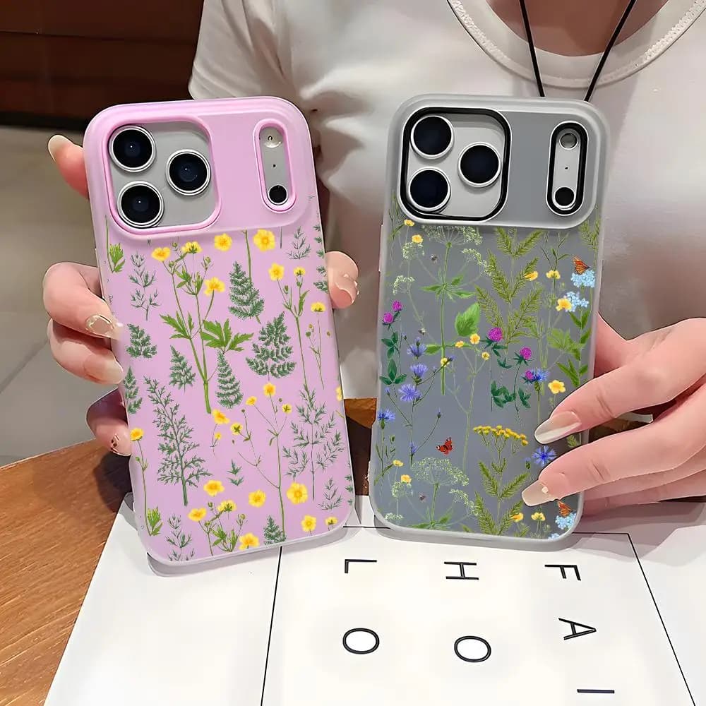 Wildflowers Ferns Plants Phone Case For IPhone 17 16 15 14 13 12 11 Pro Max Plus Mini Case Clear Jelly Shockproof Soft Cover