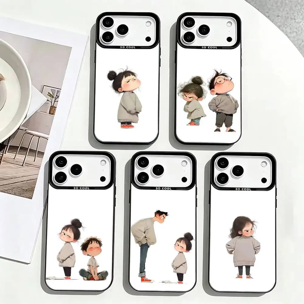 Cute Angry Little G-Girl Phone Case For iPhone 17,16,15,14,13,12,11 Plus,Pro Max,XS,Colorful Silver Black Cover