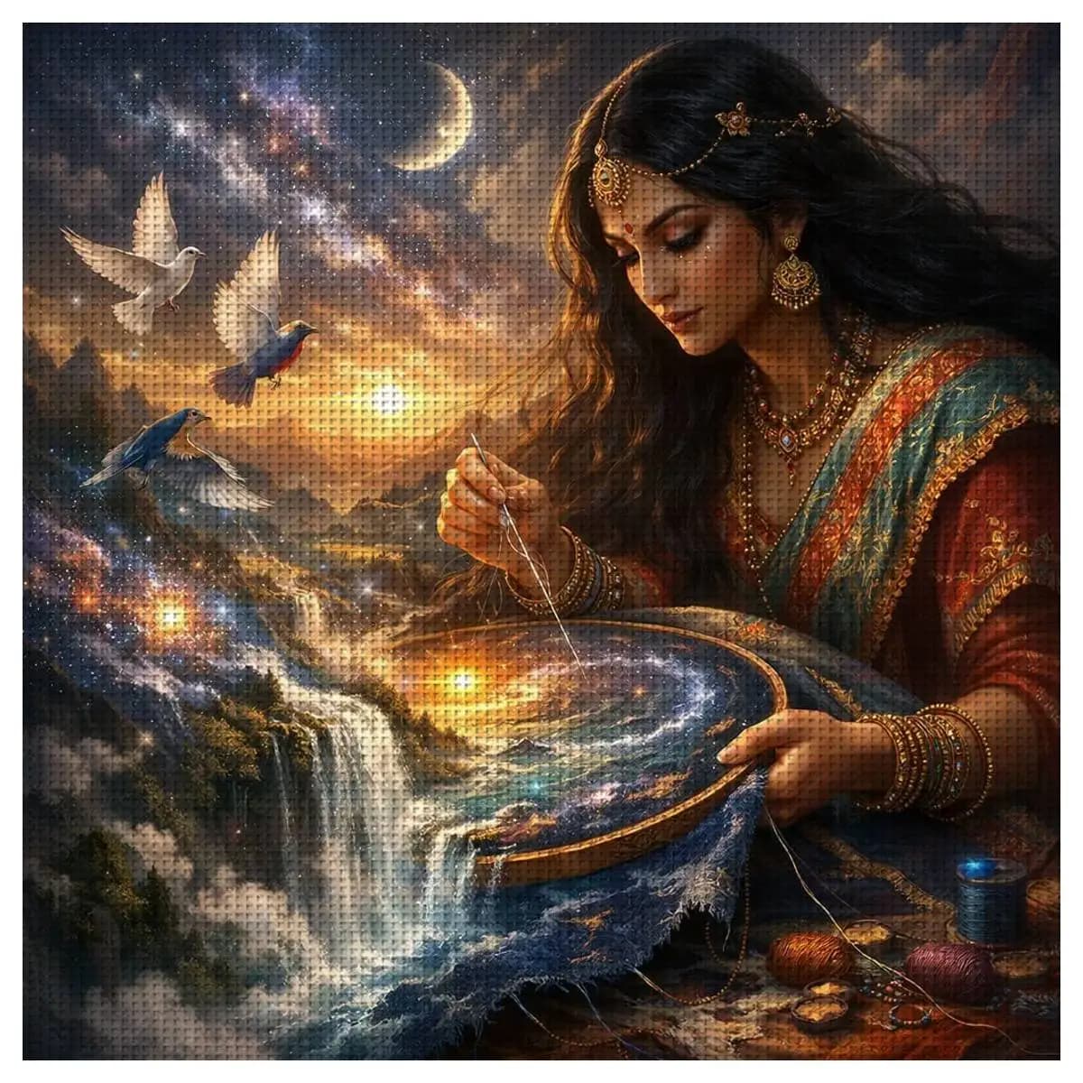 1pc 30X30CM/11.8inch The Princess Diaries Stamped Cross Stitch Kit DIY Kit 11/14/16CT DIY Embroidered Set DIY Cross-Stitch Set