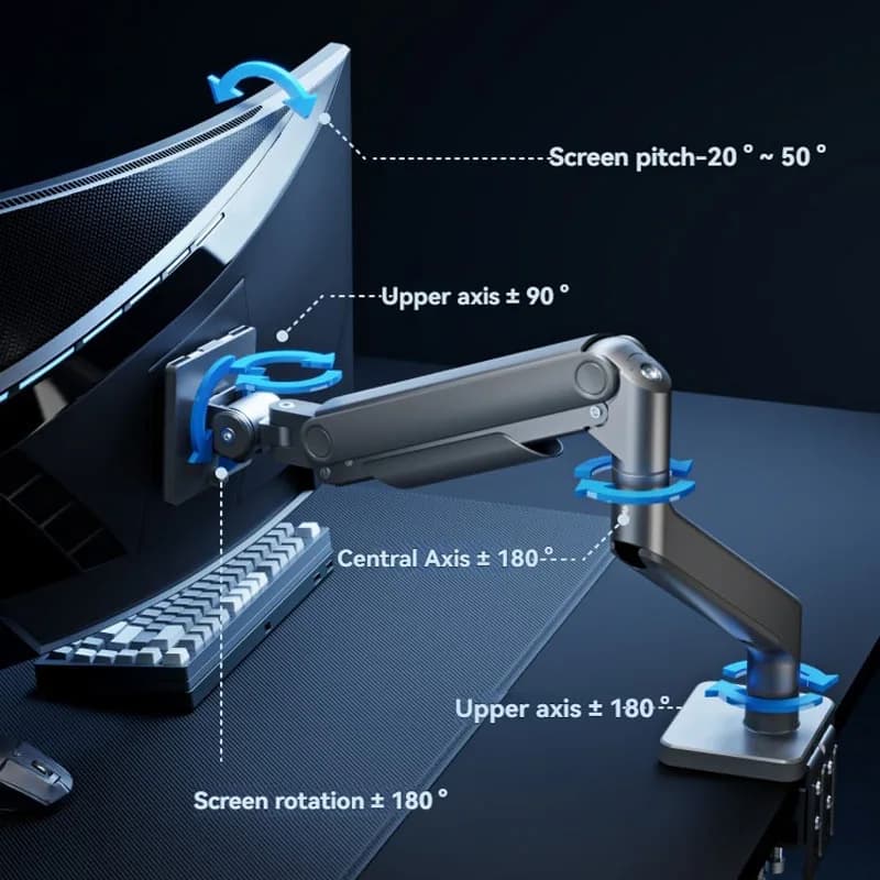 Universal Single Monitor Stand Adjustable Computer Bracket For Computer Lifting Base Auxiliary Screen Robotic Arm