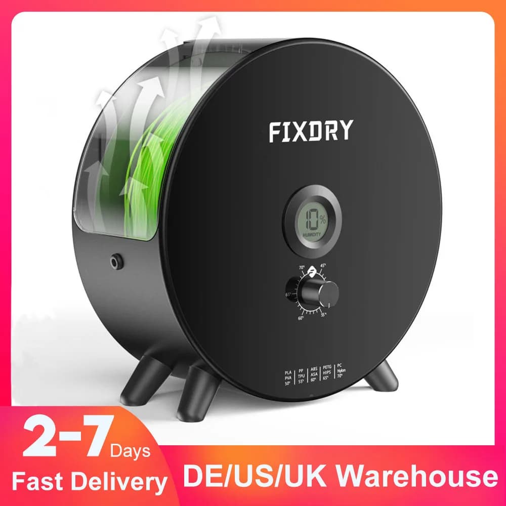 FIXDRY 3D Filament Printer Dry Box Filament with Fan Compatible with Nylon PVA PLA PETG TPU 1.75mm 2.85mm 3.0mm Dry Box