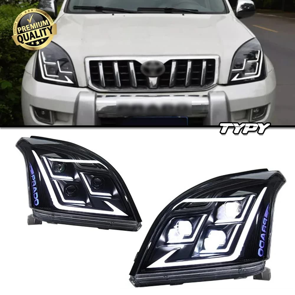 TYPY Lampada Frontale per Toyota Prado Faro A LED 2003-2009 Fari LC120 DRL Indicatori di direzione Abbaglianti Angelo Occhio Lente Del Proiettore