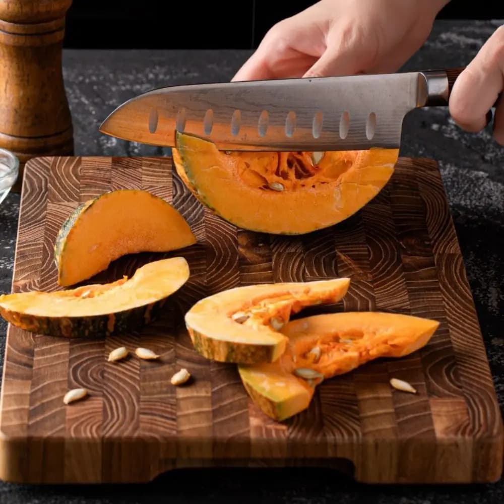 Tagliere Multifunzionale in Legno di Teak Ispessito, Rettangolare a Doppio Lato, Grande Dimensione, Antiscivolo, per Chef