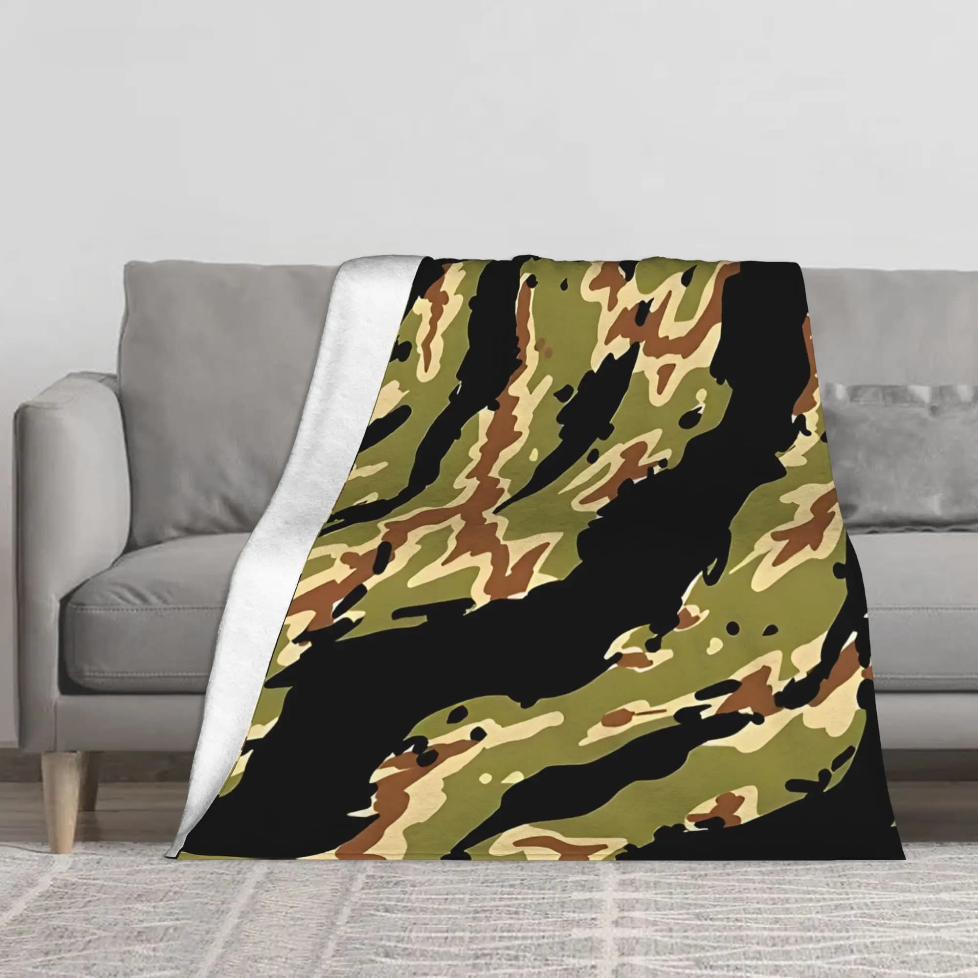 1PC Vietnam Tiger Stripe Camouflage Pattern Blanket Throw Super Cosy Plush Living Room Sofa