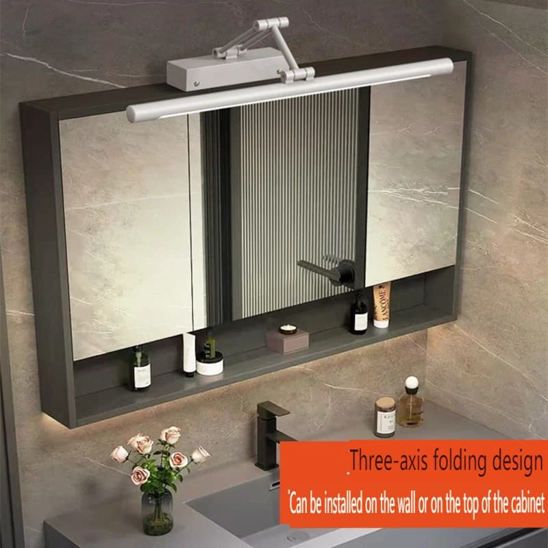 Luce frontale a specchio Armadietto da bagno a LED Tavolo da toeletta Luce a specchio Armadietto a specchio telescopico pieghevole Luce dedicata