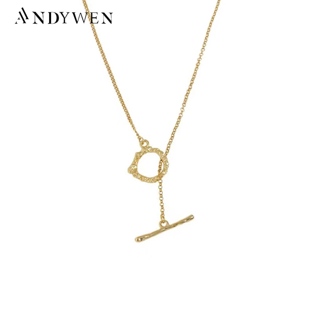ANDYWEN 100% argento Sterling 925 chiusura a catena lunga donna gioielli di lusso festa Rock Punk 2021 girocollo gioielli irregolari per feste