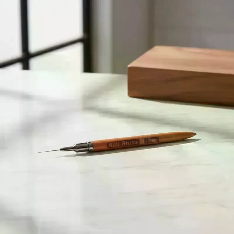 Professional set of 5 Nail Art Brushes in Sandalwood with Protective Caps for Home Level Drawings