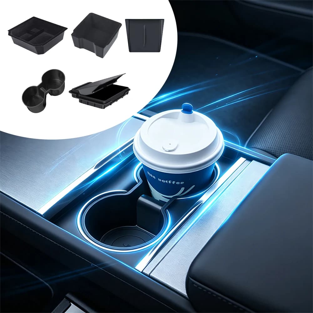 Car Center Console Storage Box Armrest Hidden Organizer Case Cup Holder For Tesla Model 3 2021-2023 Model Y 2021-2024 Accessorie