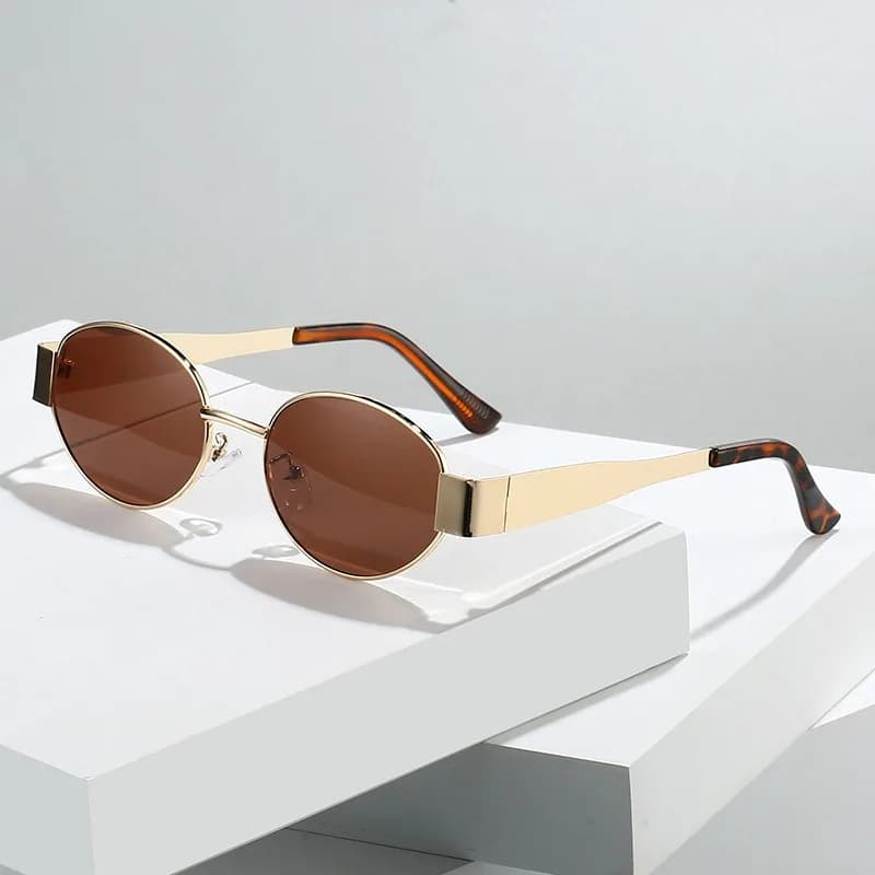 Nuovi Occhiali da Sole Ovali per Donna e Uomo, Montatura in Metallo alla Moda, Occhiali da Sole Classici, Protezione UV400, Oculos De Sol