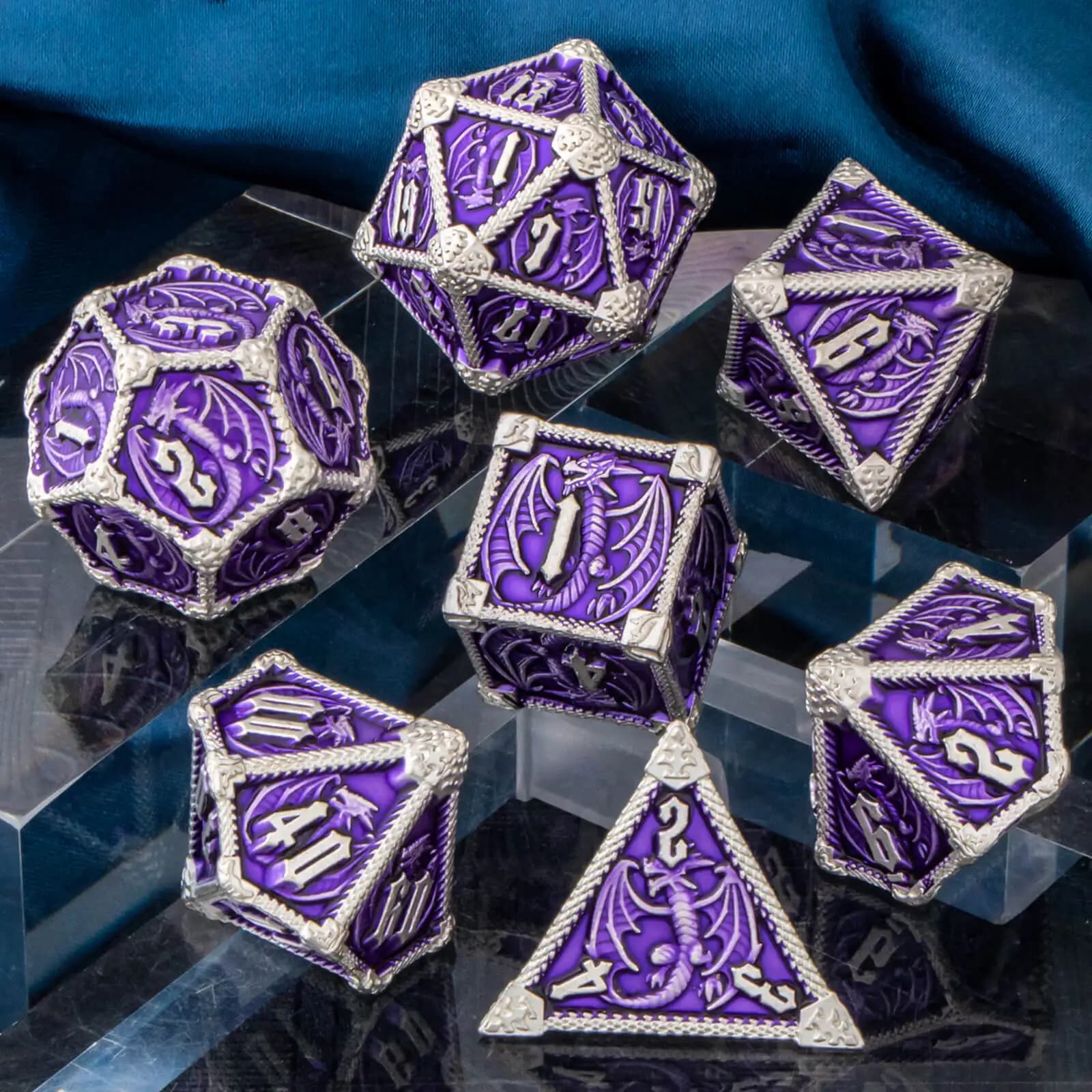 Metal DND Dice Set for Role Playing Game, 7Pcs D&D Dice Set Dungeons and Dragons, Polyhedral D and D Dice D20 D12 D10 D8 D6 D4