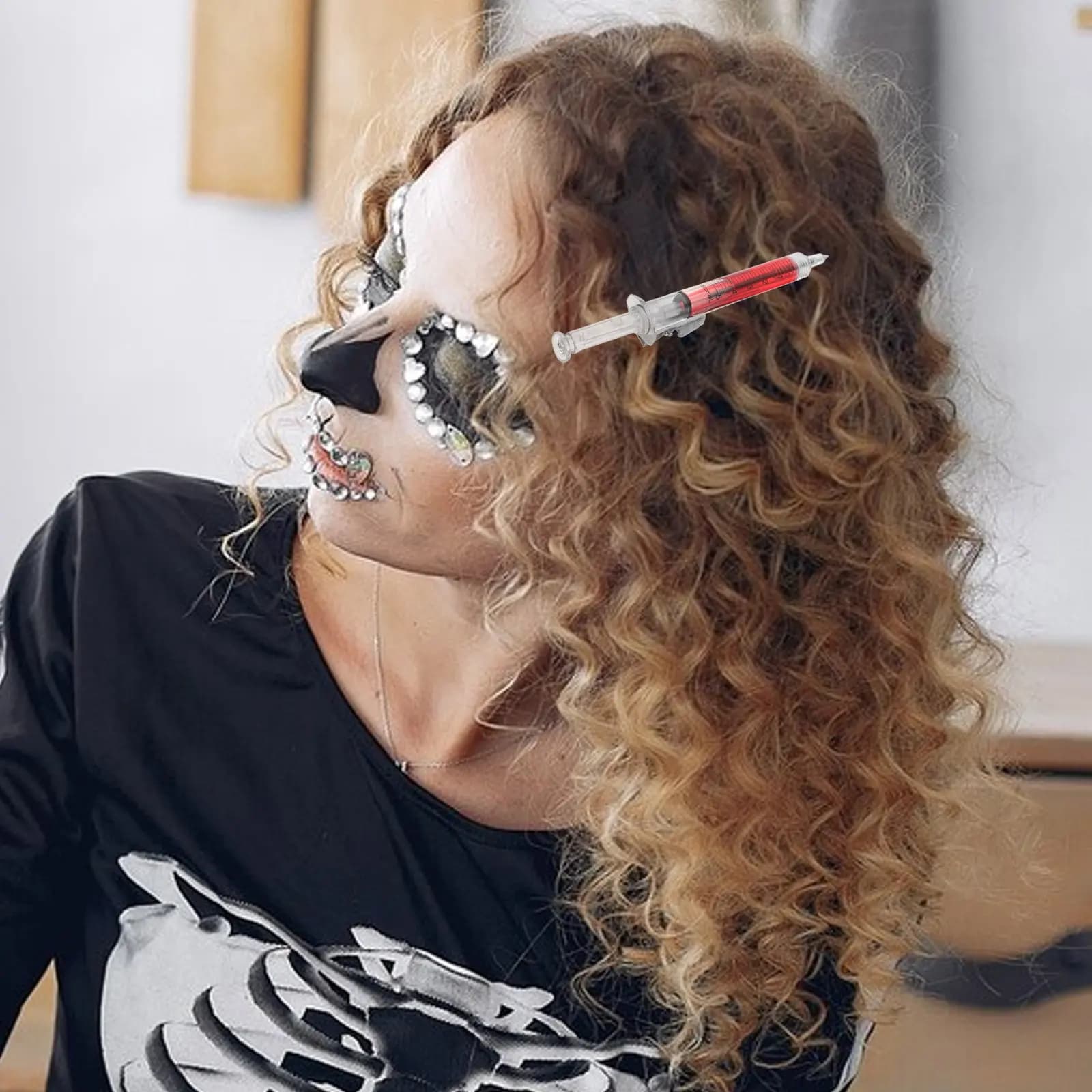 6Pcs Gothic Syringe Hair Clips Unique Design Fashionable Accessories Party Special DIY Text Nonslip Durable Styling Clips