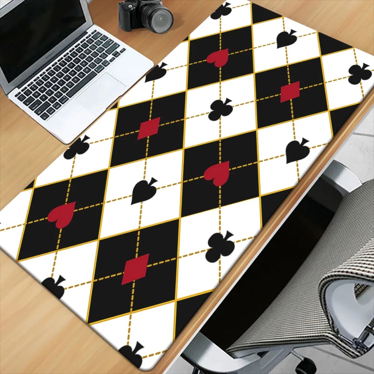 Tappetino per Mouse da Gaming a Scacchi Bianco e Nero, Antiscivolo in Gomma, per PC e Ufficio