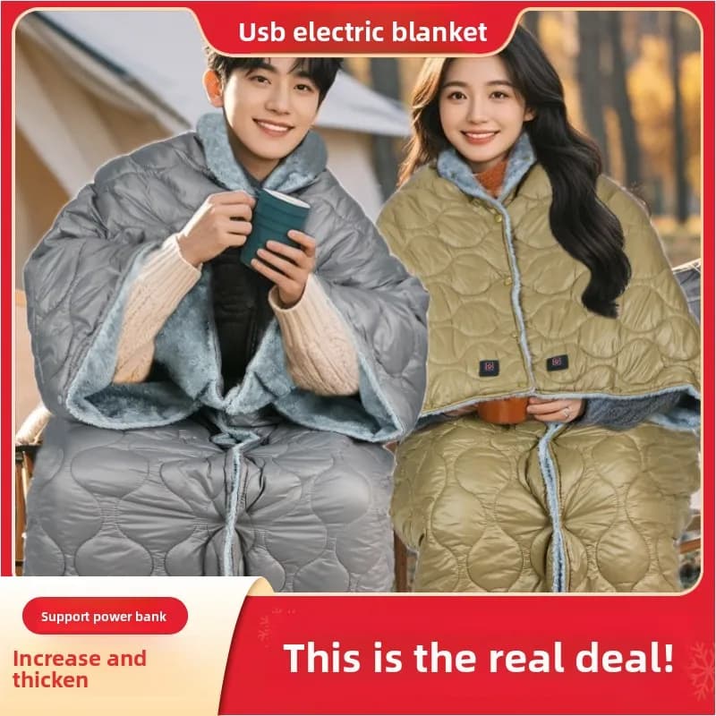 New nylon spun usb heated outdoor waterproof camping blanket heated shawl can be spliced electric blanket