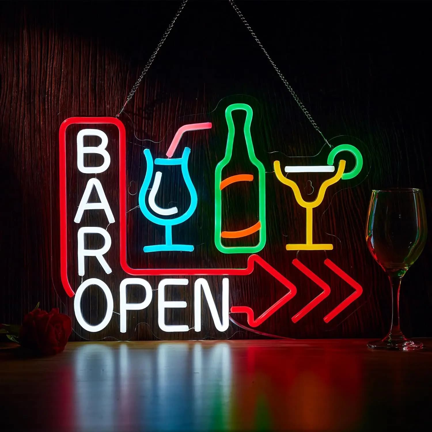 Insegna al neon aperta da bar per barra di birra aperta USB dimmerabile Luce a LED per pub Business Party Man Cave Cocktail Bistrò Decor Insegna di benvenuto