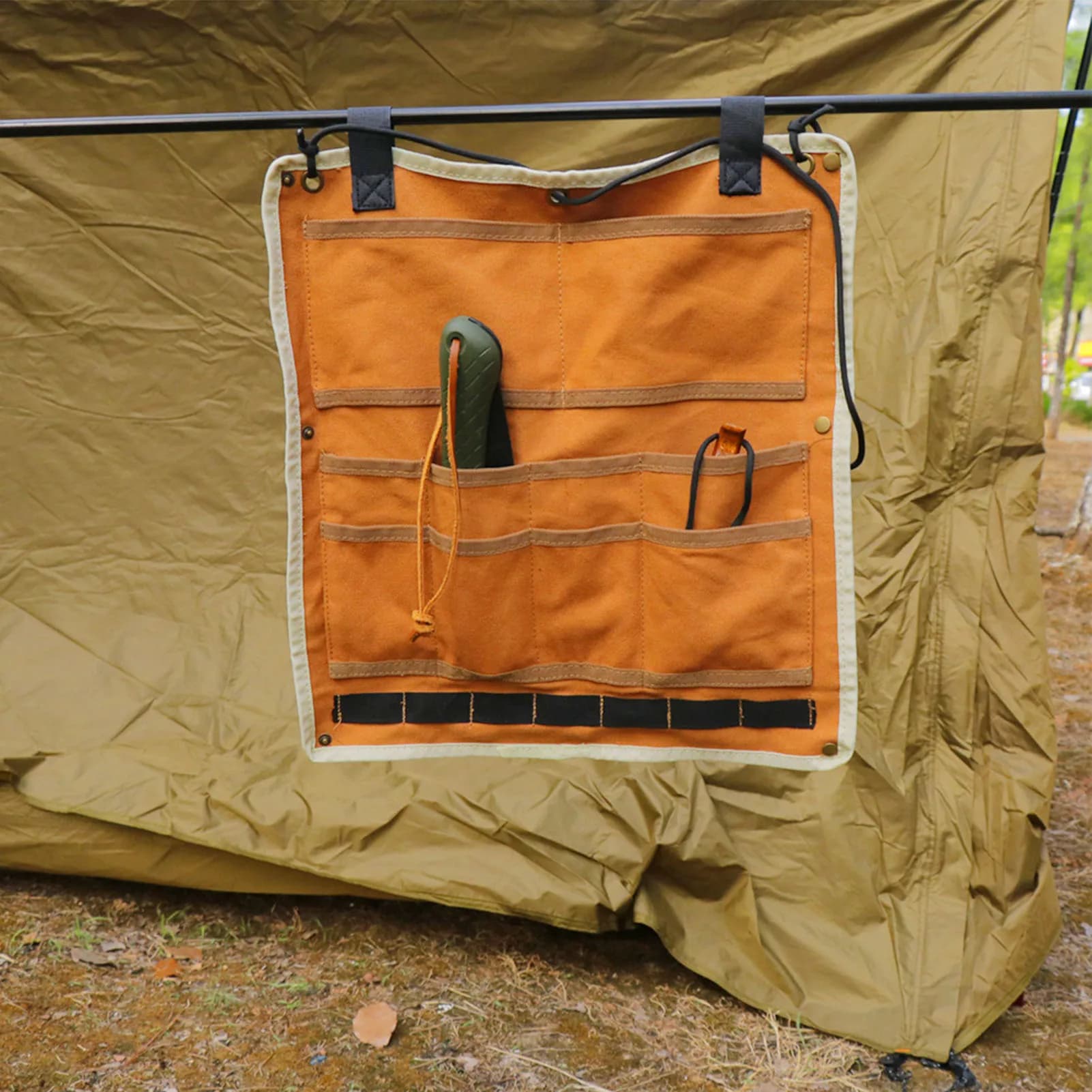 Organizer to hang at tent Multi-size pockets Organizer to hang from camping Light fixing attachment for picnic