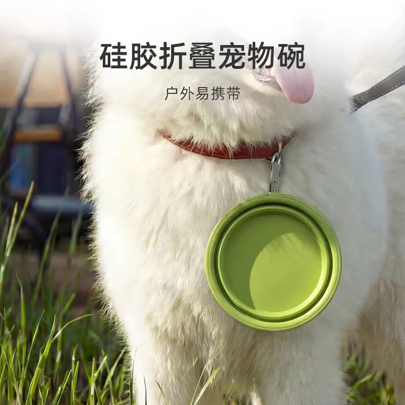 New pet folding silicone bowl for travel, portable dog bowl for drinking water outdoors, cat and dog food basin