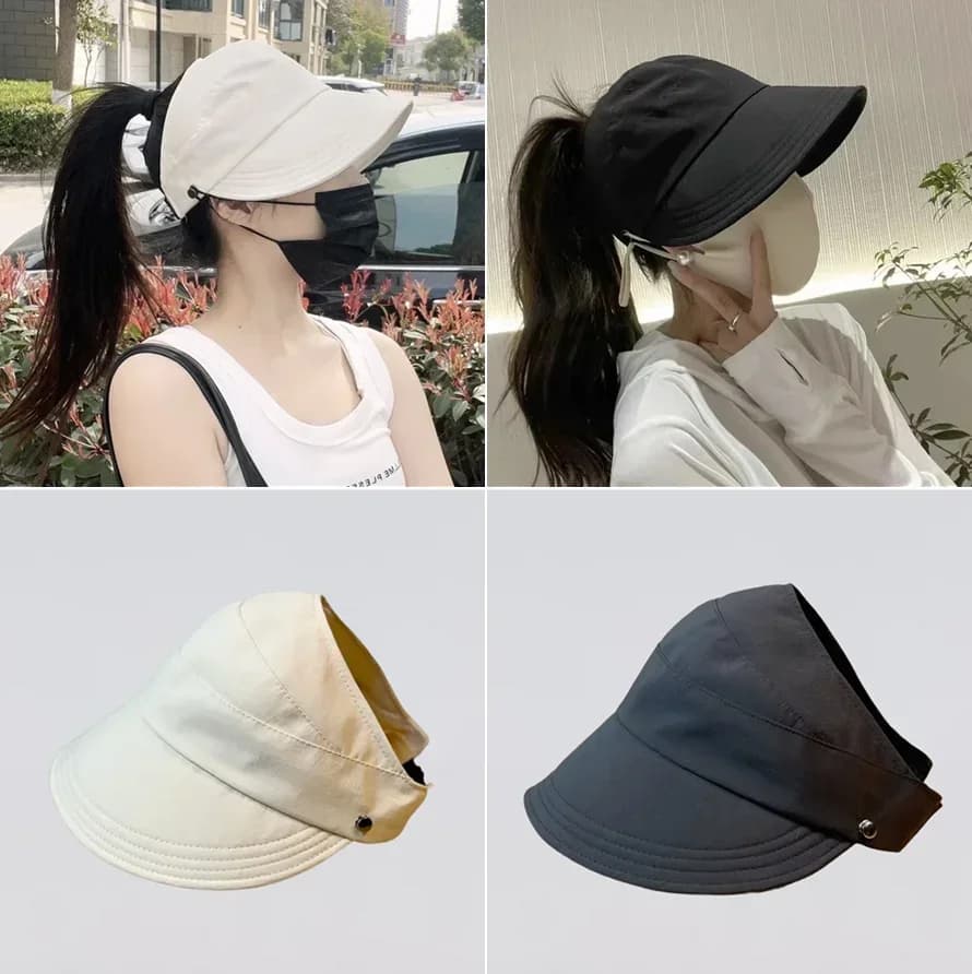 Cappello visiera parasole da donna con gancio per maschera facciale - Protezione UV Berretto visiera moda estiva, accessori creativi per cappelli da sole regolabili