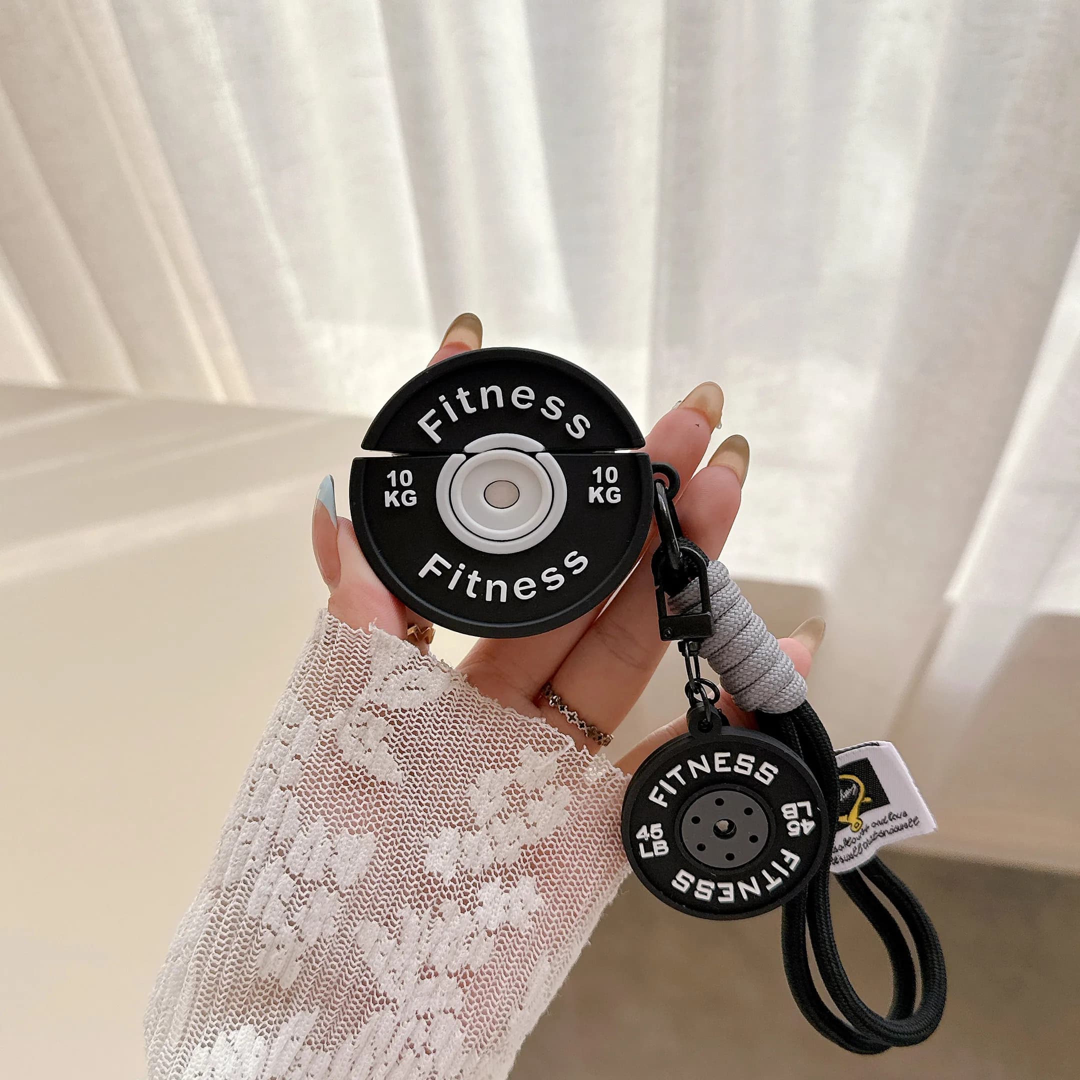Custodia Protettiva Creativa a Forma di Pesi da Palestra per Auricolari Airpods Pro 3 e Airpods Pro 2, Design Cartone Animato