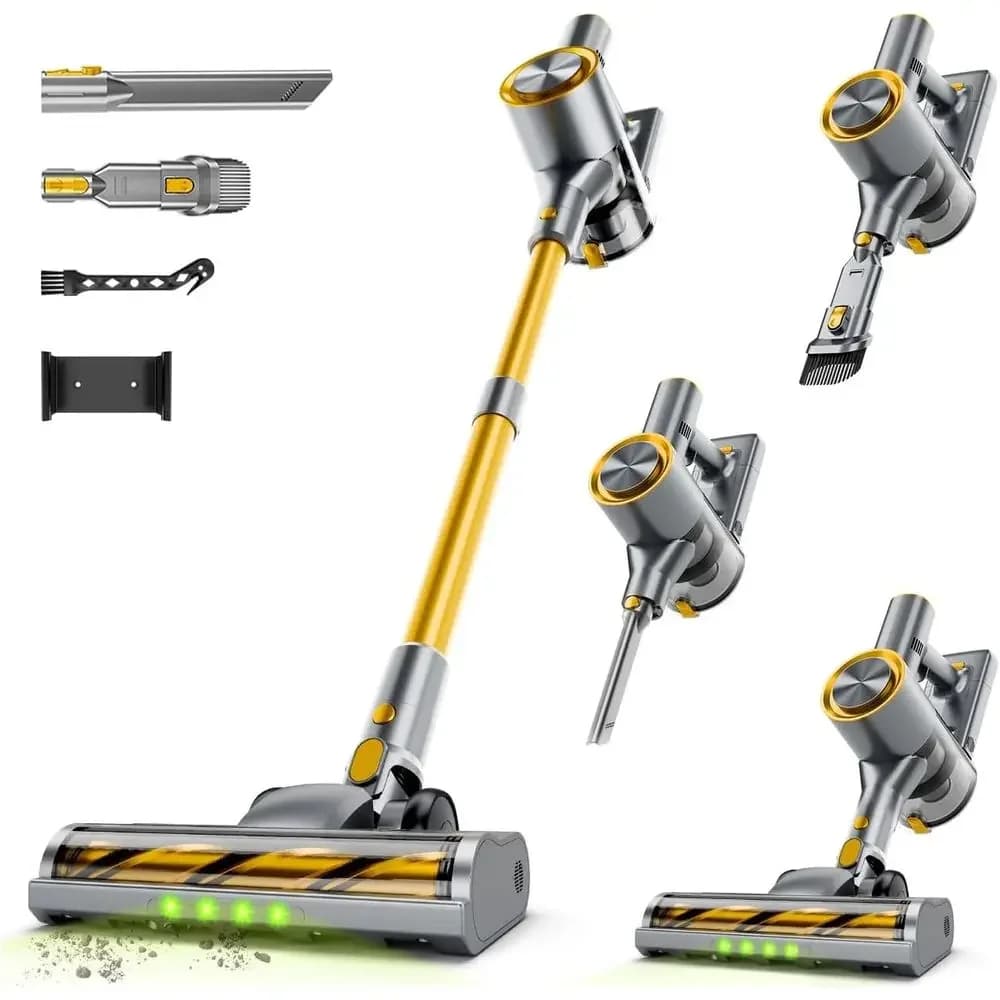 Powerful 40KPA Suction Vacuum Cleaner with 45 Min Battery Life, Detachable Battery, 1.5L Dustbin, Suitable for Pet Hair, Carpets