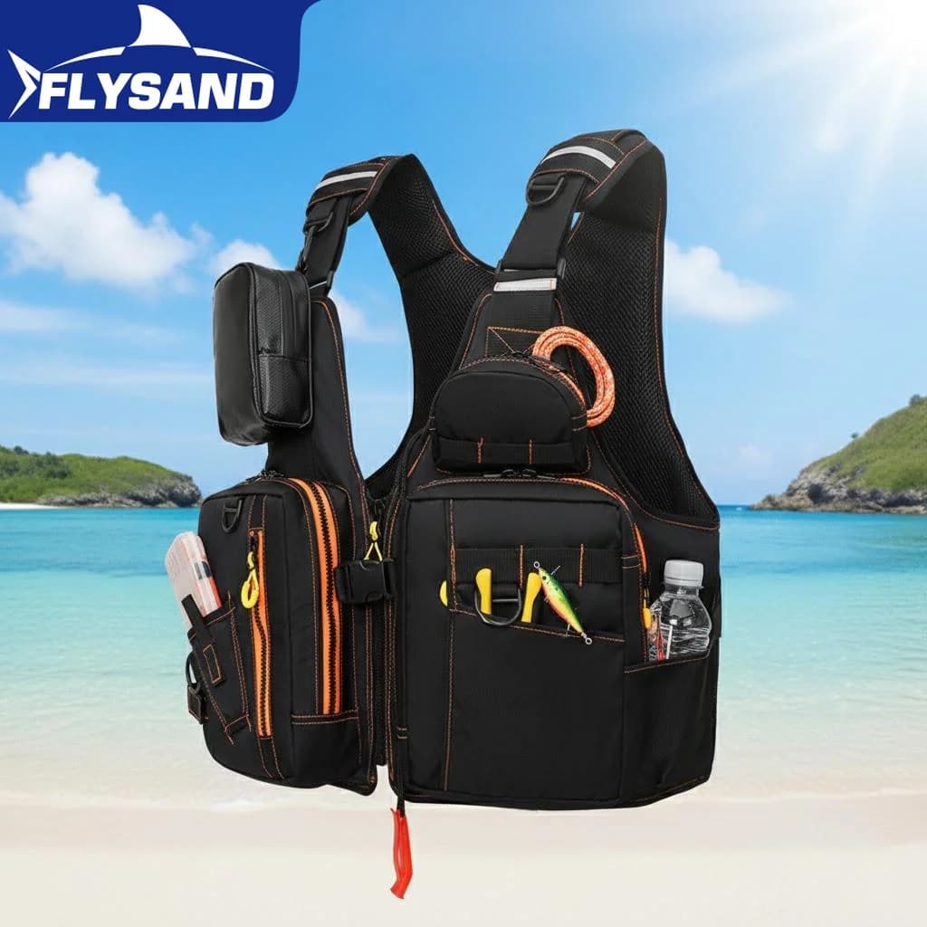 Giubbotto di Salvataggio Multifunzionale per Pesca all'Aperto, Materiali Galleggianti di Sicurezza, Tasche Multiple per lo Stoccaggio, Indispensabile