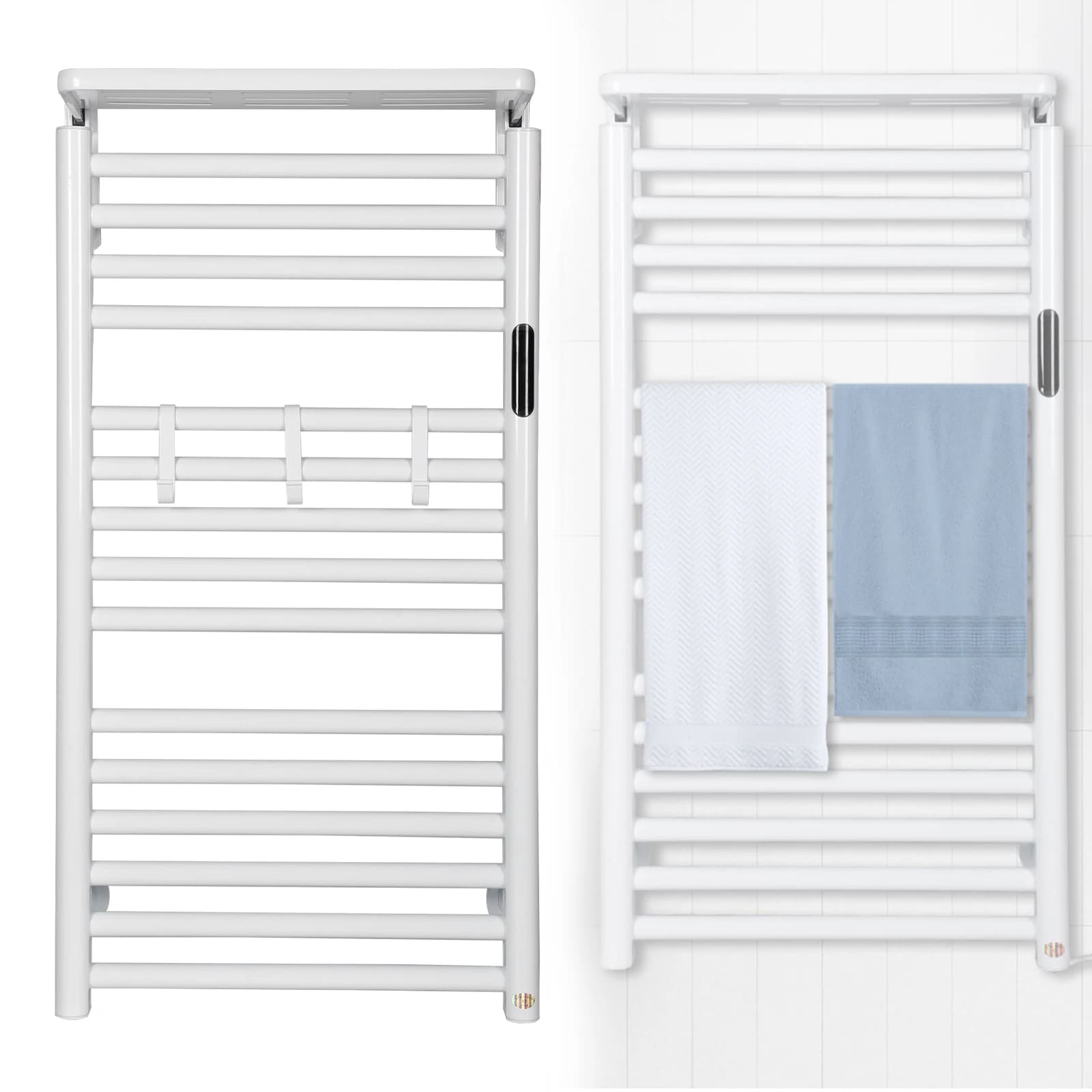 Scaldasalviette Termico a 15 Barre con Timer e Controllo Temperatura, Porta Asciugamani Riscaldante Impermeabile IP56 per Piscine Familiari e Saloni