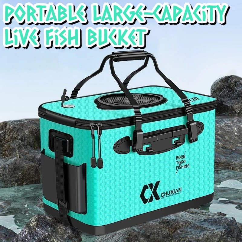 Grande Cassetta Porta Attrezzi da Pesca, Scatola Porta Accessori da Pesca, Contenitore Portatile Rinforzato per Attrezzatura da Pesca, Secchielli Porta Pesci