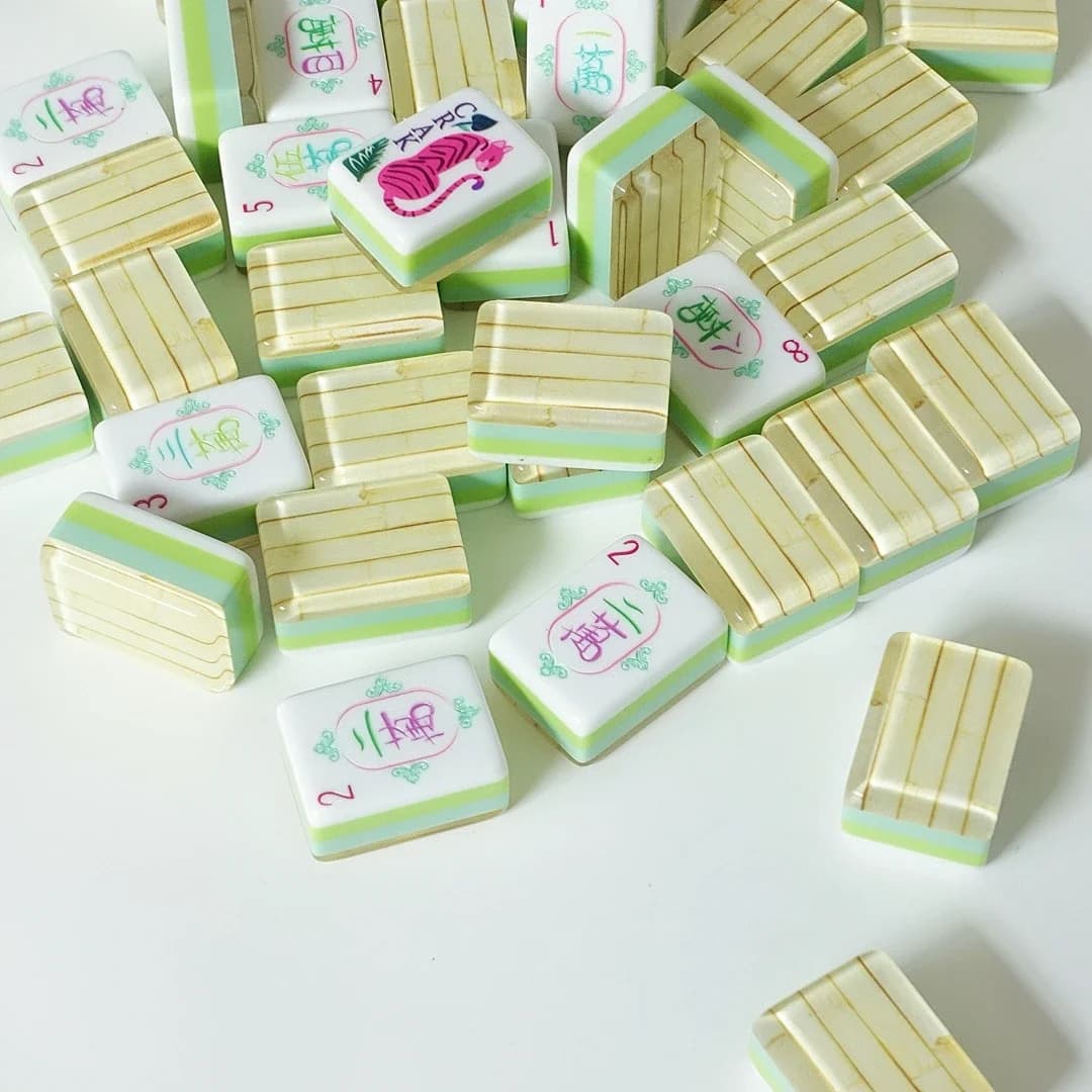 Layered bamboo pattern luxury UV printing acrylic American mahjong tiles, containing 160 cards