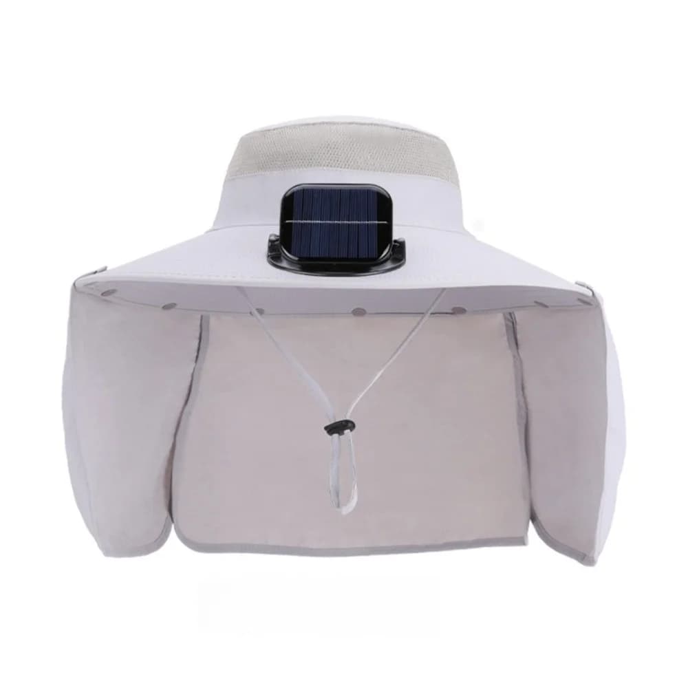 Nuovo Cappello con Ventilatore Solare UPF50+ e Sciarpa, Cappello a Tesa Larga Regolabile, Protezione Solare Impermeabile per Pesca ed Escursionismo
