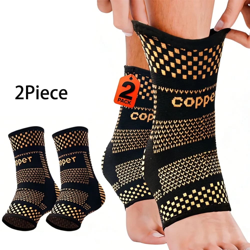 2 Pezzi Supporto per Caviglia in Rame con Compressione, per Fascite Plantare, Distorsioni, Tendine d'Achille, Sollievo dal Dolore