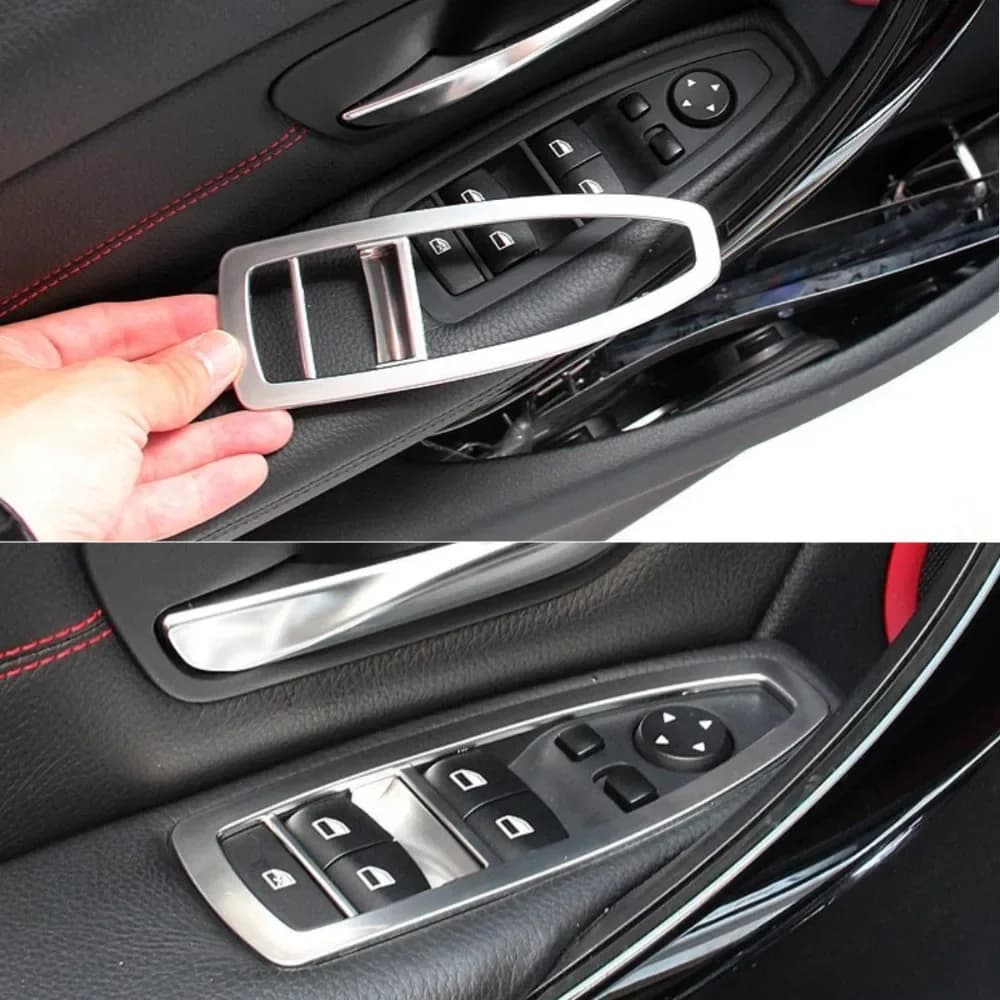 5 pz ABS Argento Opaco Cromato Porta e Finestra Interruttore di Controllo Pannello di Copertura per BMW 3 GT X1 X2 1 3 4 Serie F48 F20 F30 F31 F34 F36