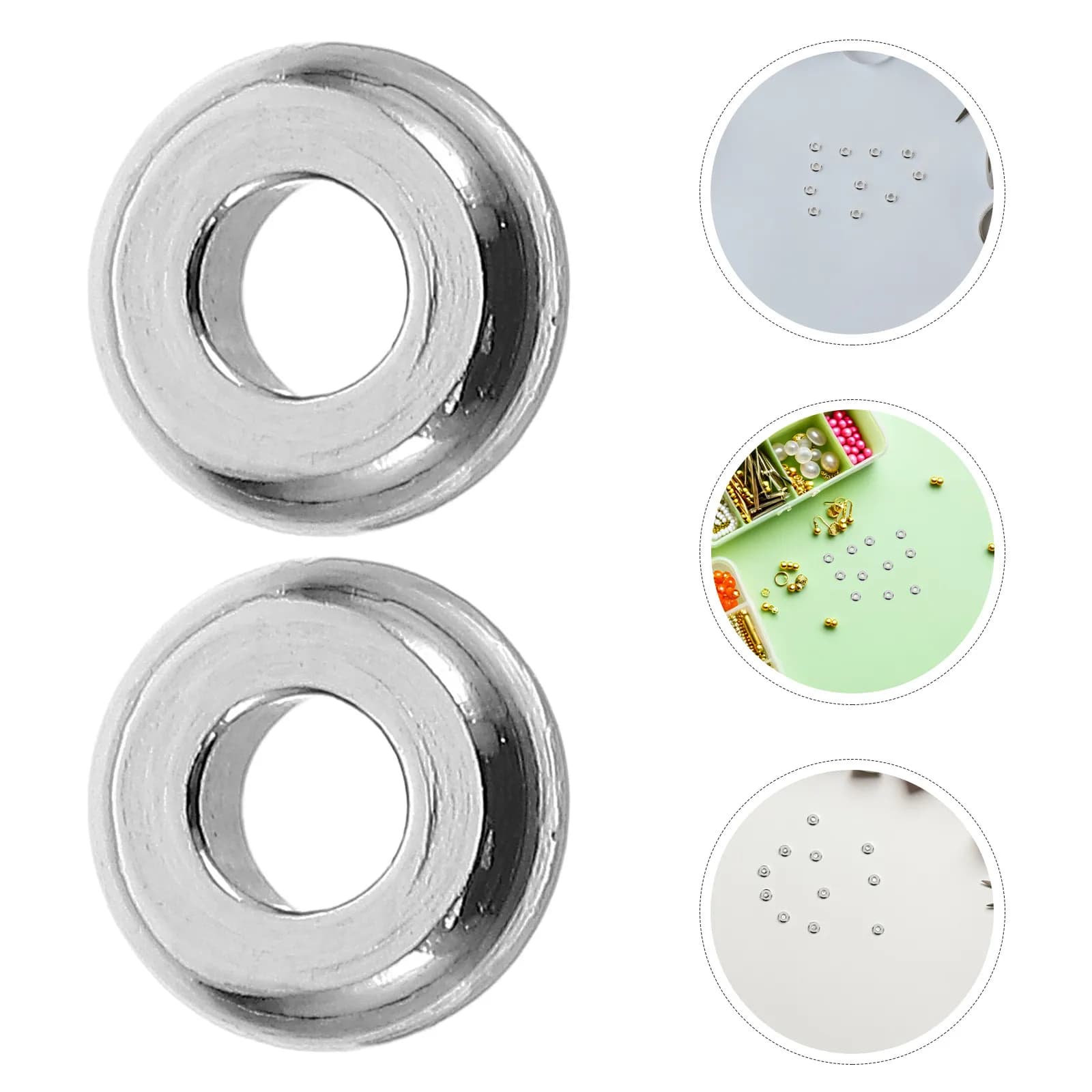 200 Pezzi di Perline Distanziatrici Piatte in Acciaio Inox per Creazione di Gioielli, Bracciali e Collane, Perline Rondelle Argento