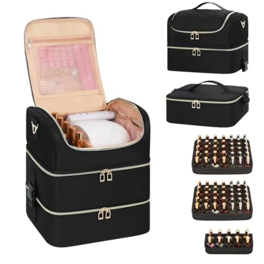 Organizer per Smalti e Valigetta da Viaggio per Tatuaggi - Organizzatore per Unghie a 3 Strati e Borsa Portaoggetti Contiene 86-100+ Flaconi, Portatile per Accessori Unghie