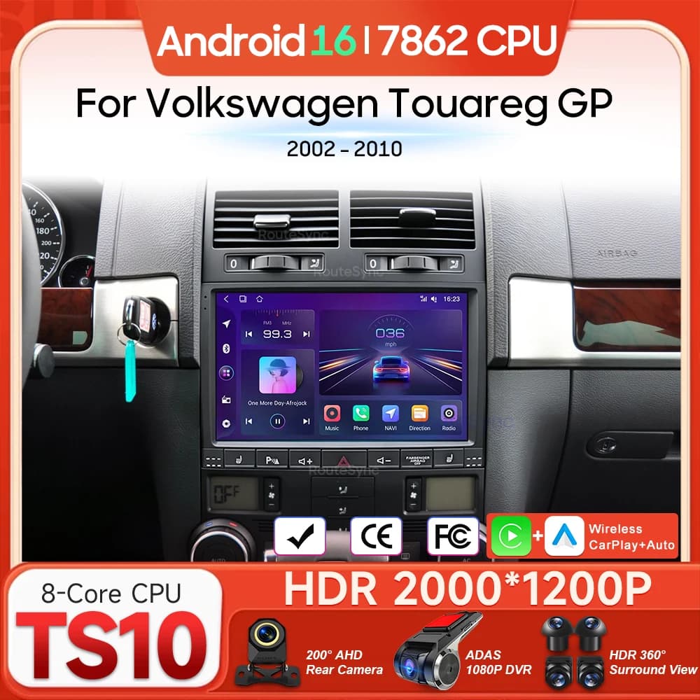 Android 16 For Volkswagen Touareg GP 2002 - 2010 Car Multimedia Player Carplay Auto Head Unit Radio Video Stereo Navigation GPS