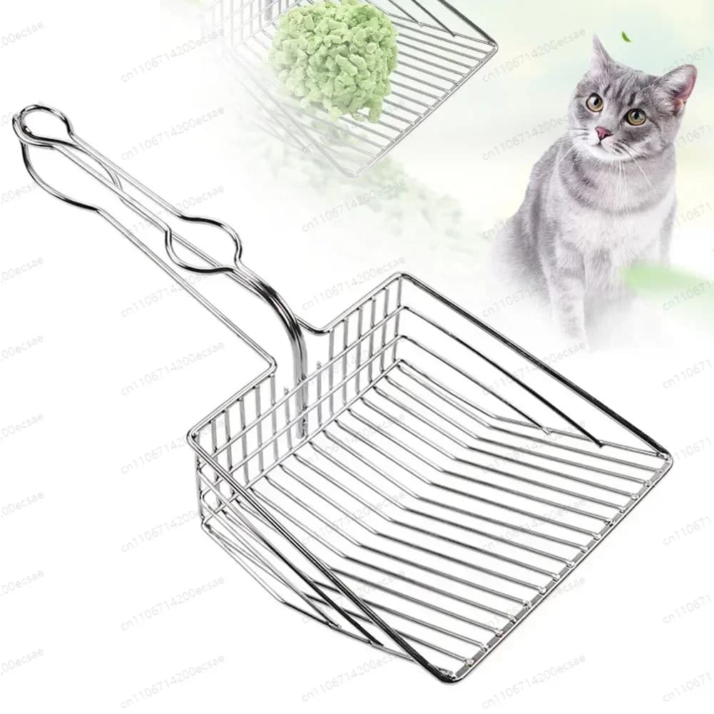 Lettiera per Gatti Grande in Acciaio Inossidabile con Fori Fini, Prodotti per Animali Domestici, Spatola per Lettiera per Gatti
