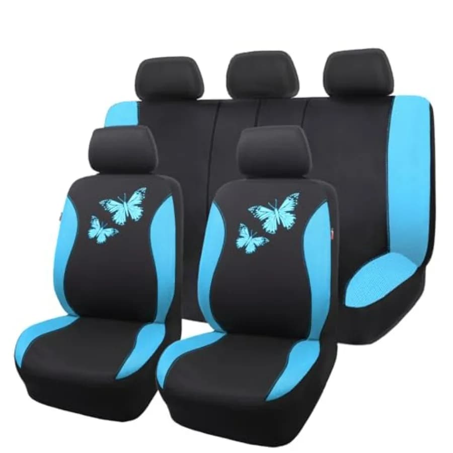 Car Seats in Butterfly Set Universal Fashion Set for Seat Poster Design Divided in Blue Menta