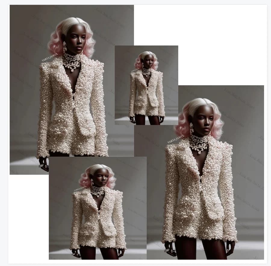 Luxury Pearls Women Suits Set 2 Piece Blazer+Short Pants Trousers Cotton Customized Office Lady Jacket Wedding Tuxedos Coat