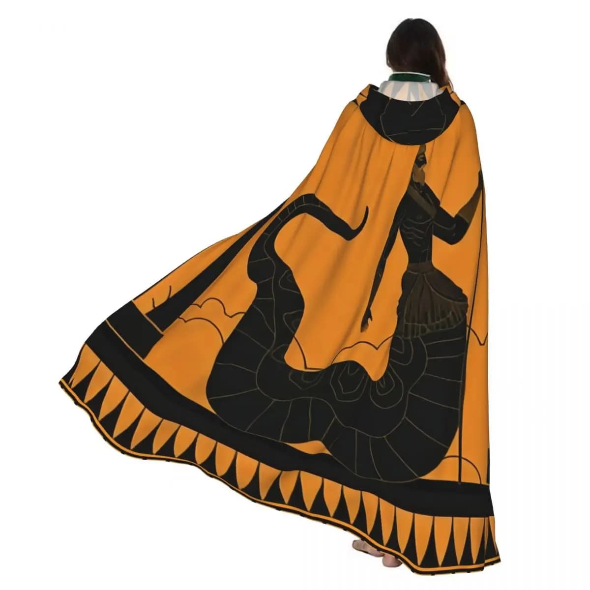 Cosplay Costumi medievali Mitologia greca Cecrops Serpente Re Mantello con cappuccio Mantelle Abiti lunghi Giacche Cappotto Carnevale