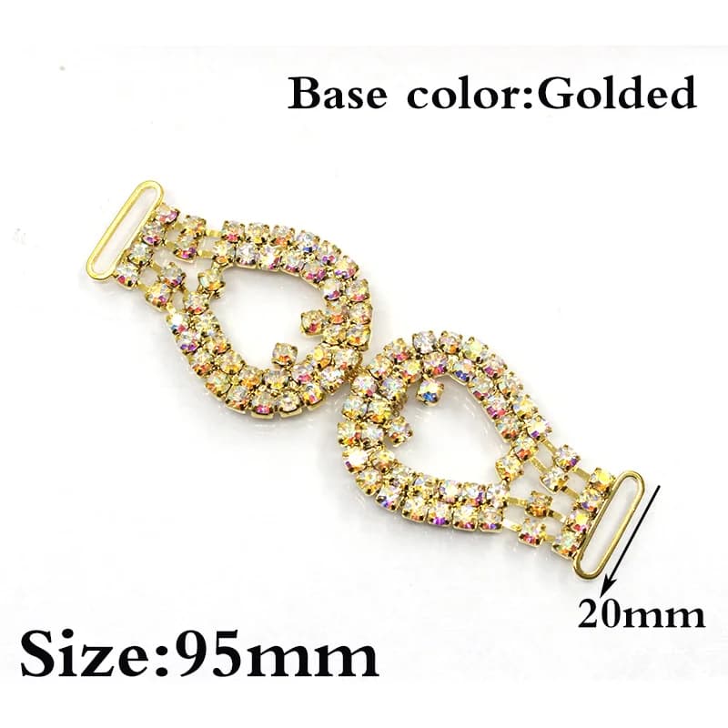 2 pezzi 95 mm Shinin Crystal AB strass bikini connettori catena di metallo fai da te per la decorazione del costume da bagno